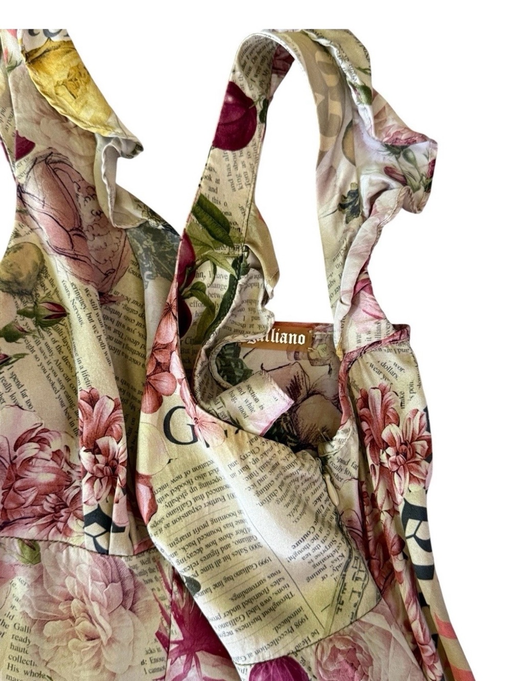 Galliano Newspaper and Floral Print Dress - Picture 6 of 8